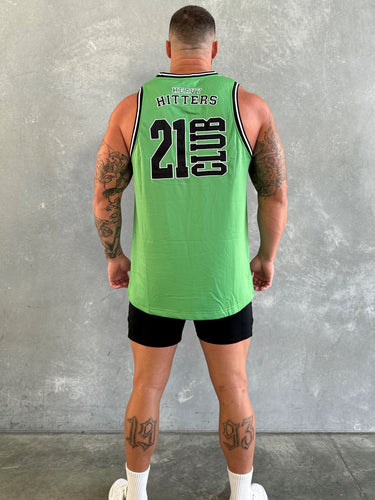College Logo Jersey Tank in green, mens gym tank by Lift The Label, view 2