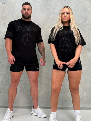 Prints Tee in black on black, mens gym tee by Lift The Label