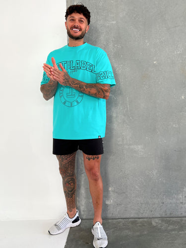 Prints Tee in teal, mens gym tee by Lift The Label, view 3