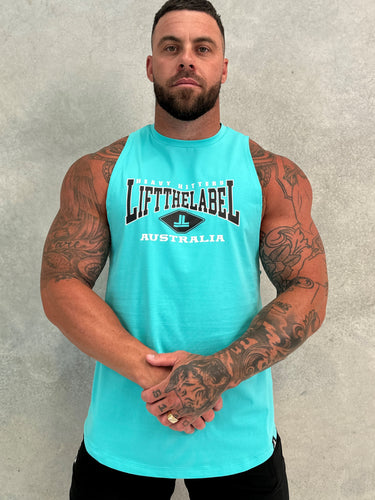 Home Tank in teal, mens gym tank by Lift The Label, view 3