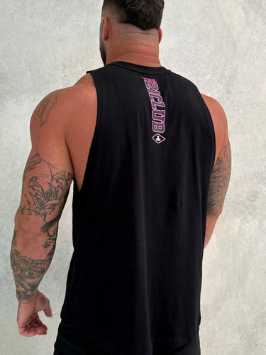 Home Tank in black, pink and white, mens gym tank by Lift The Label, view 2