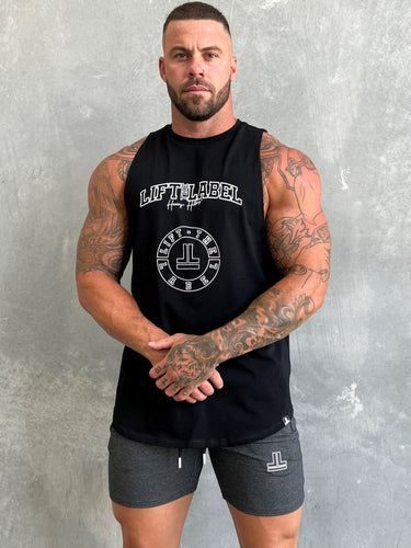 Basic Logo Tank in black, mens gym tank by Lift The Label, view 3