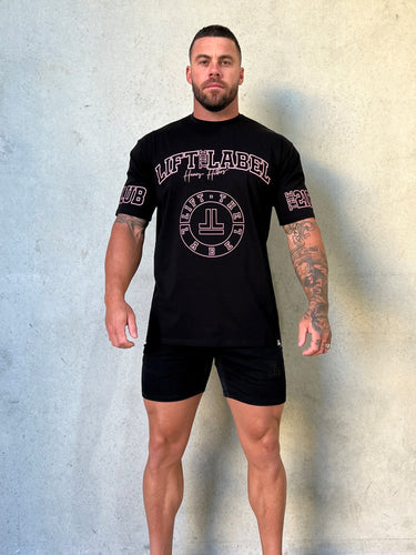 Prints Tee in black and pink, mens gym tee by Lift The Label, view 2