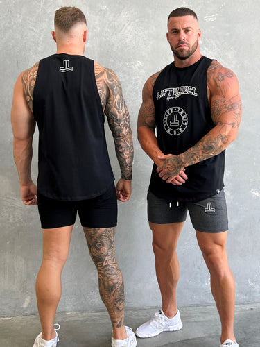 Basic Logo Tank in black, mens gym tank by Lift The Label, view 2