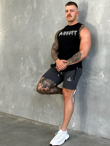 Team Hitter Tank in black, mens gym tank by Lift The Label, view 3
