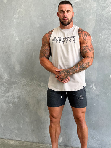 Team Hitter Tank in beige, mens gym tank by Lift The Label