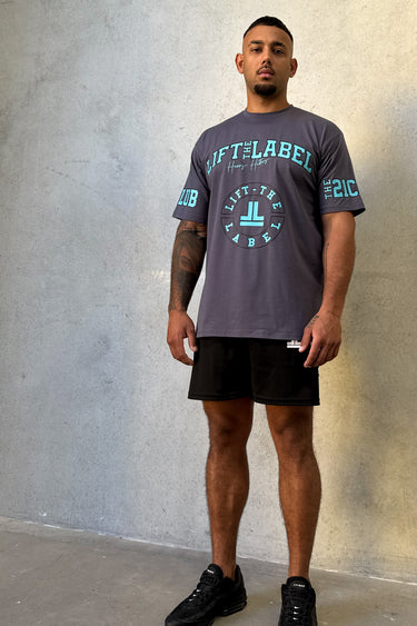 Prints Tee in charcoal blue and teal, mens gym tee by Lift The Label, view 2