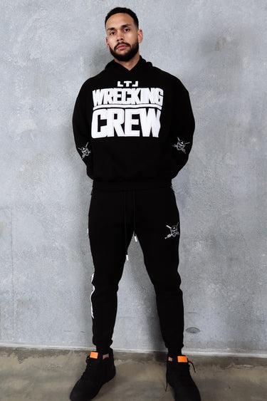 Wrecking Crew Trackpants in black and white, mens joggers by Lift The Label, view 3