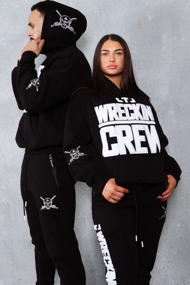 Wrecking Crew Hoodie in black and white, mens gym hoodie by Lift The Label, view 2