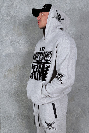Wrecking Crew Hoodie in grey and black, mens gym hoodie by Lift The Label, view 3
