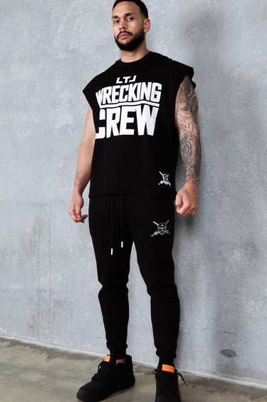 Wrecking Crew Trackpants in black and white, mens joggers by Lift The Label, view 2