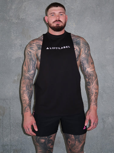 B2B Tank in black and white, mens gym tank by Lift The Label, view 3