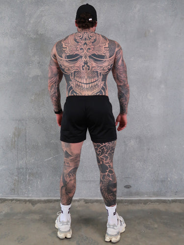 Della 2.0 Squat Shorts in black and white, mens gym shorts by Lift The Label, view 3
