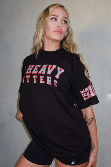 Team Hitter Tee in black and red, mens gym tee by Lift The Label, view 3