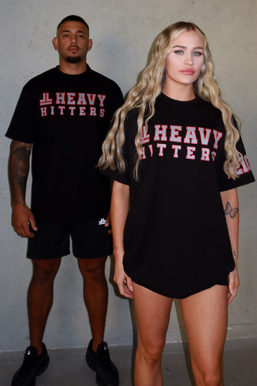 Team Hitter Tee in black and red, mens gym tee by Lift The Label, view 2