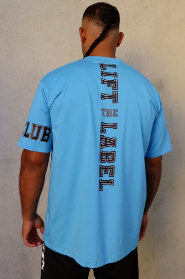 Team Hitter Tee in ocean blue and black, mens gym tee by Lift The Label, view 3