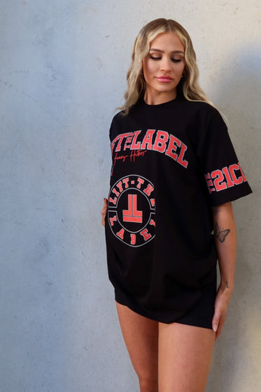 Prints Tee in black and red, mens gym tee by Lift The Label, view 2