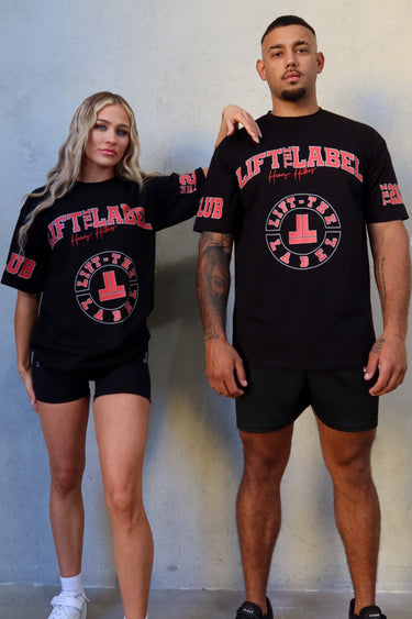 Prints Tee in black and red, mens gym tee by Lift The Label, view 3