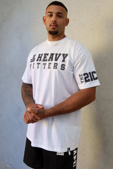 Team Hitter Tee in white and black, mens gym tee by Lift The Label, view 2