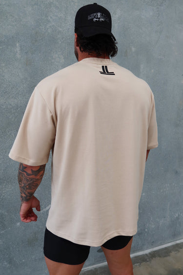 B2B Tee in beige, mens gym tee by Lift The Label, view 3