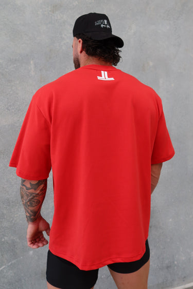 B2B Tee in red, mens gym tee by Lift The Label, view 3