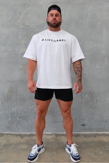 B2B Tee in white, mens gym tee by Lift The Label, view 3