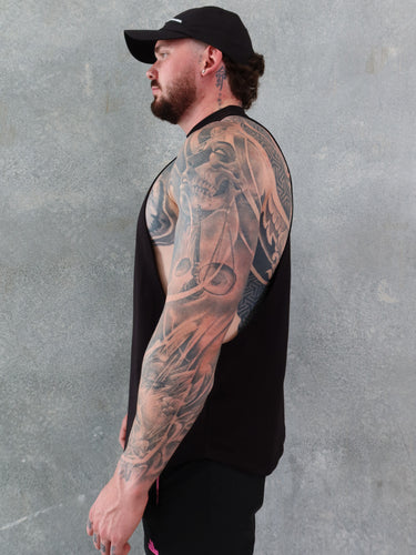 B2B Tank in black on black, mens gym tank by Lift The Label, view 2