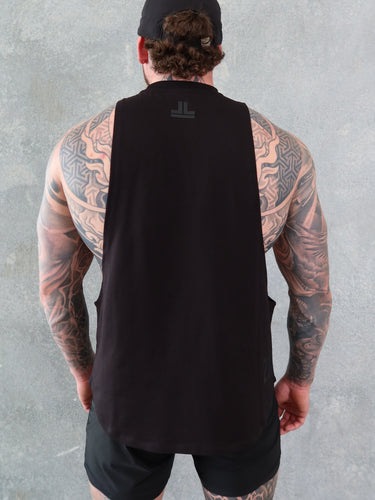 B2B Tank in black on black, mens gym tank by Lift The Label, view 3