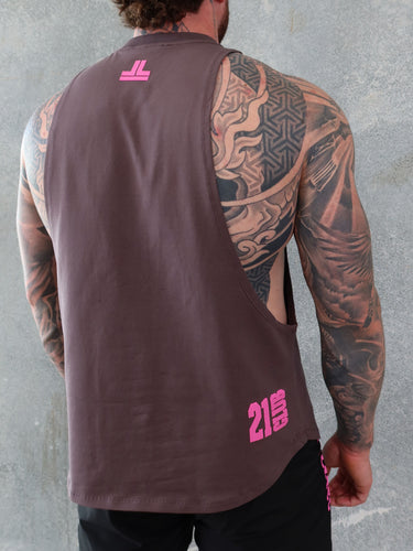 B2B Tank in wood and hot pink, mens gym tank by Lift The Label, view 2