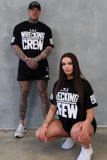 Wrecking Crew Tee in black and white, mens gym tee by Lift The Label, view 7
