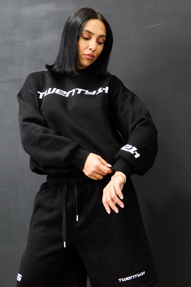 21H Cropped Crew in black and white, premium streetwear by Lift The Label, view 3