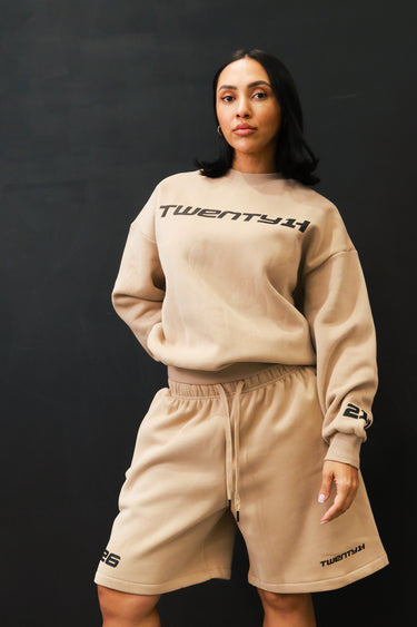 21H Cropped Crew in beige and black, premium streetwear by Lift The Label, view 2