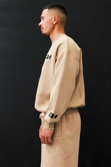 21H Cropped Crew in beige and black, premium streetwear by Lift The Label, view 3