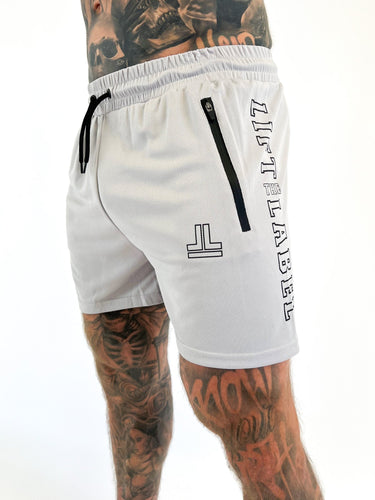 Game On Shorts in grey, mens gym shorts by Lift The Label, view 2
