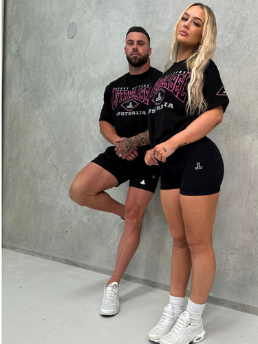 Home Tee - Black/Pink Outline
