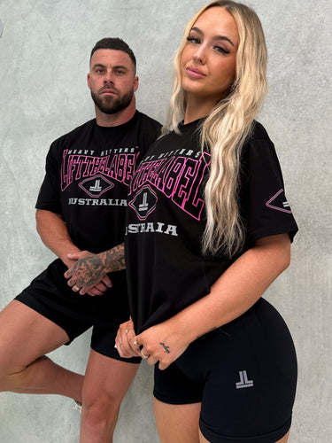 Home Tee - Black/Pink Outline