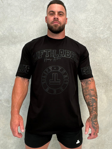 Prints Tee in black on black, mens gym tee by Lift The Label, view 3