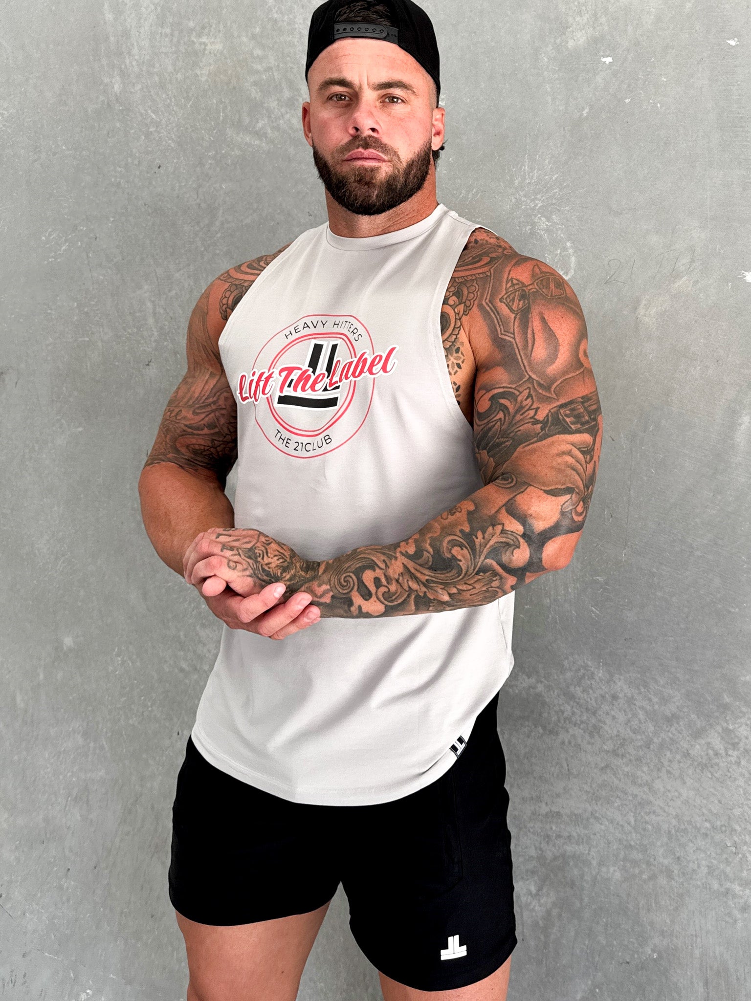 Varsity Tank - Stone Grey / Red