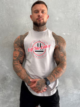 Varsity Tank - Stone Grey / Red