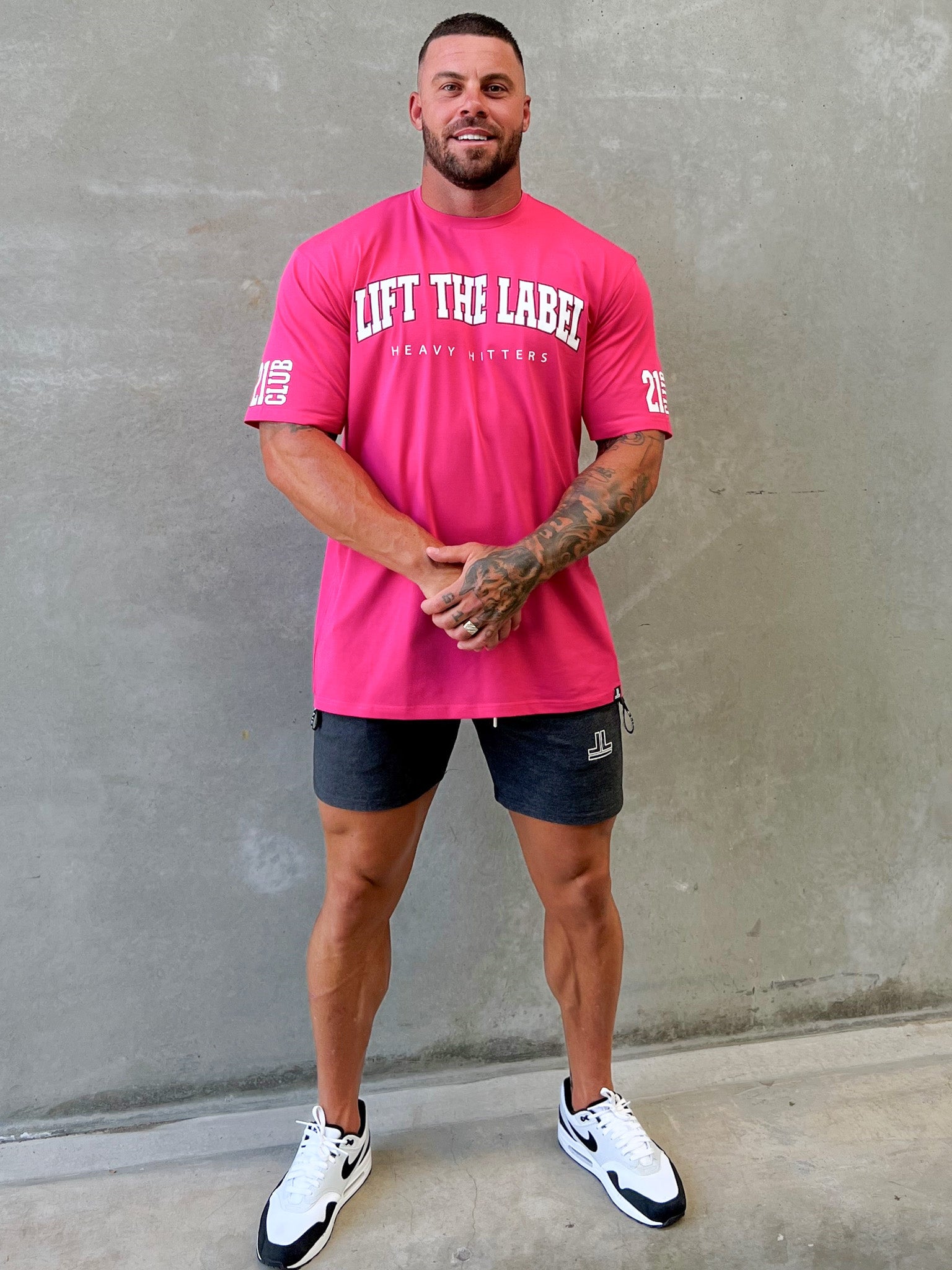 College Tee - Hot Pink / White