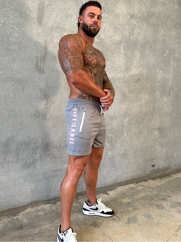 Game On Shorts - Lunar Grey / Pink Outline