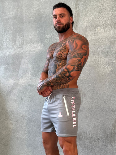Game On Shorts - Lunar Grey / Pink Outline