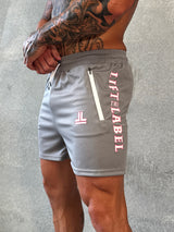 Game On Shorts - Lunar Grey / Pink Outline