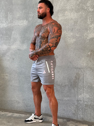 Game On Shorts - Lunar Grey / Pink Outline