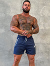 Game On Shorts - Navy Blue / Grey outline / White Logo