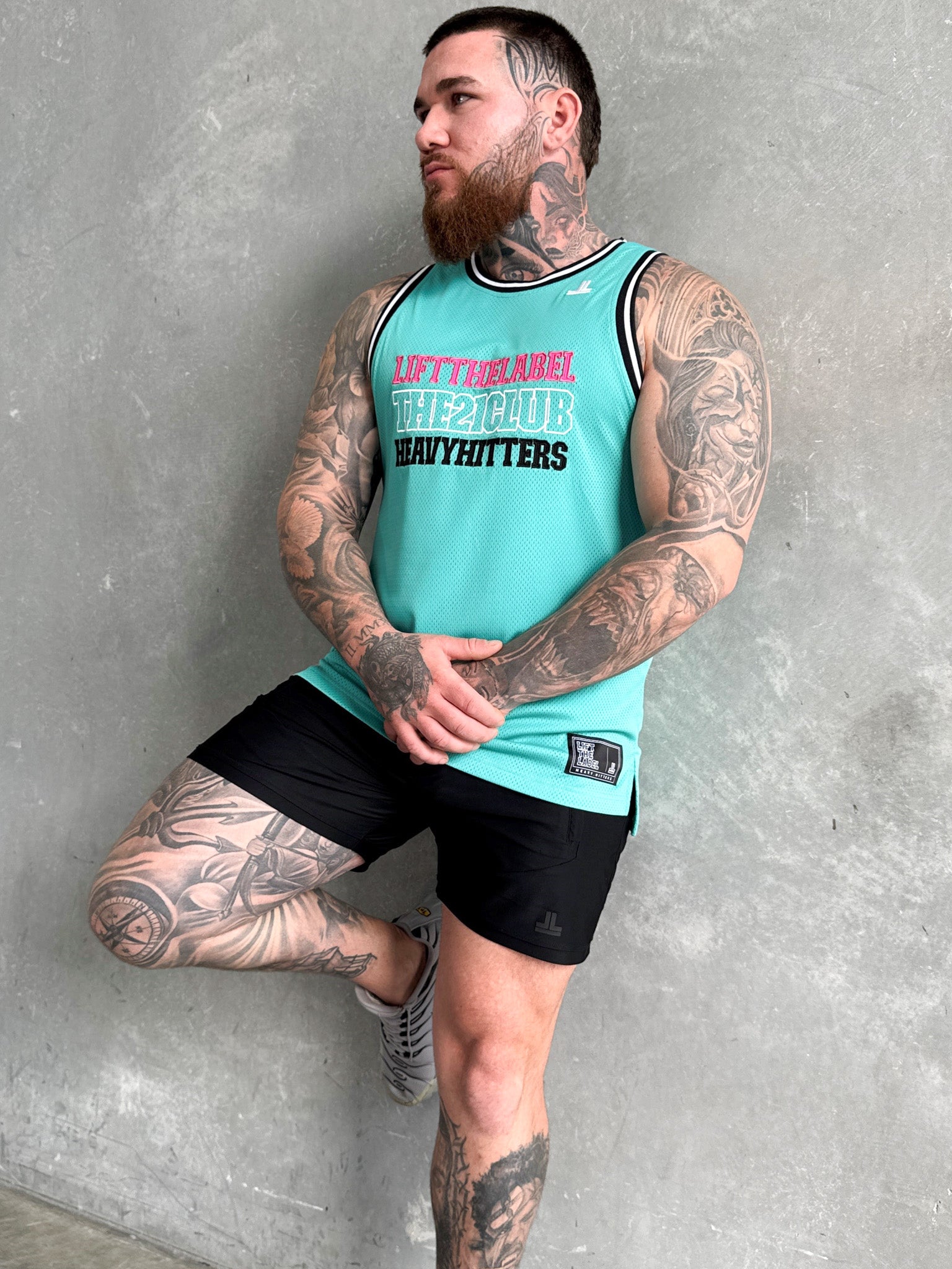 Trademark Jersey Tank - Teal/Black/Pink
