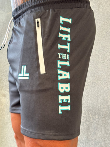 Game On Shorts - Graphic Grey / Teal outline / White Logo