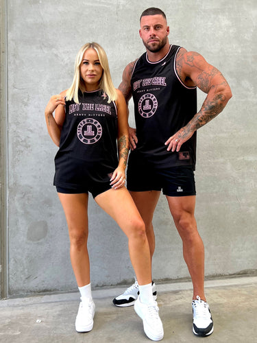 College Logo Jersey Tank - Black / Hot Pink