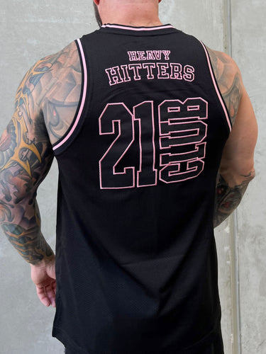 College Logo Jersey Tank - Black / Hot Pink