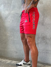 Game On Shorts - Red / White outline / Black Logo